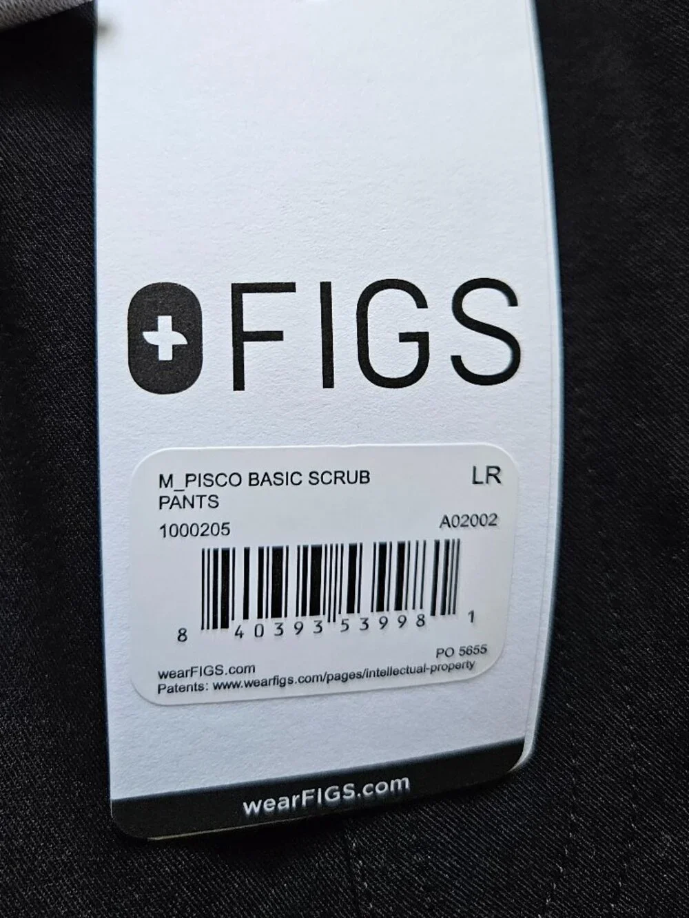 FIGS Pisco Straight Leg Scrub Pants Black Men's Large L Regular NEW Technical